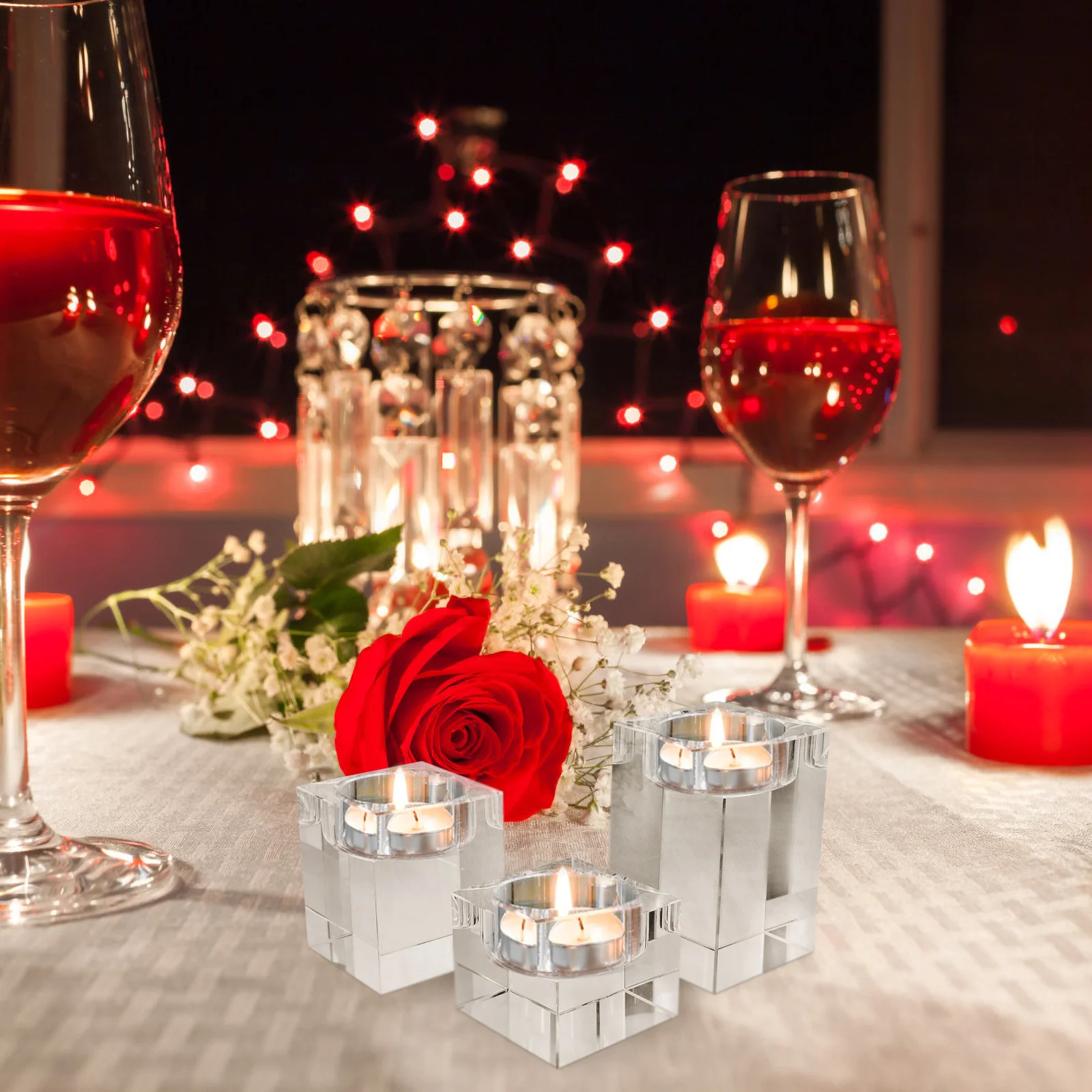 

3Pcs Crystal Tea Light Holder Set Small Holders for Bedroom Living Room Bathroom Office Yoga Space Decoration