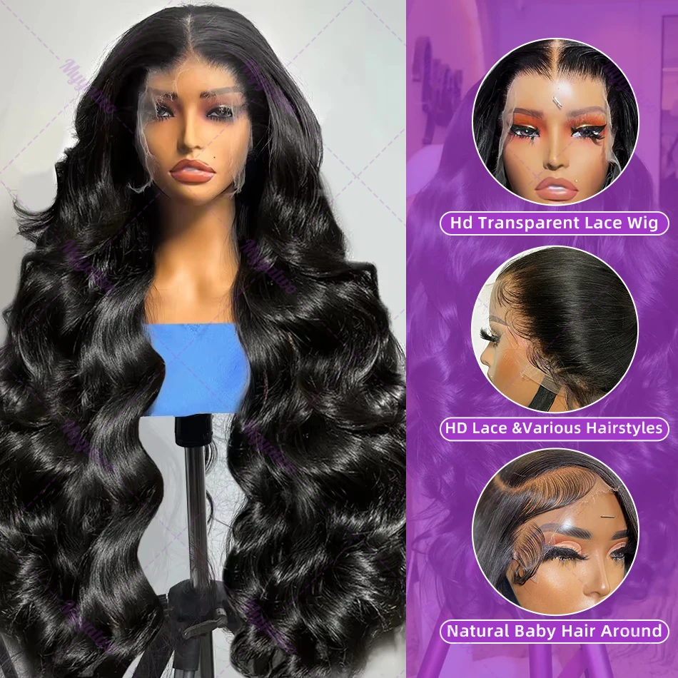 30 Inch 13x4 Body Wave Lace Frontal Wig Human Hair 200% 13x6 HD Transparent Lace Front Wigs Brazilian 5x5 Closure Wig For Women