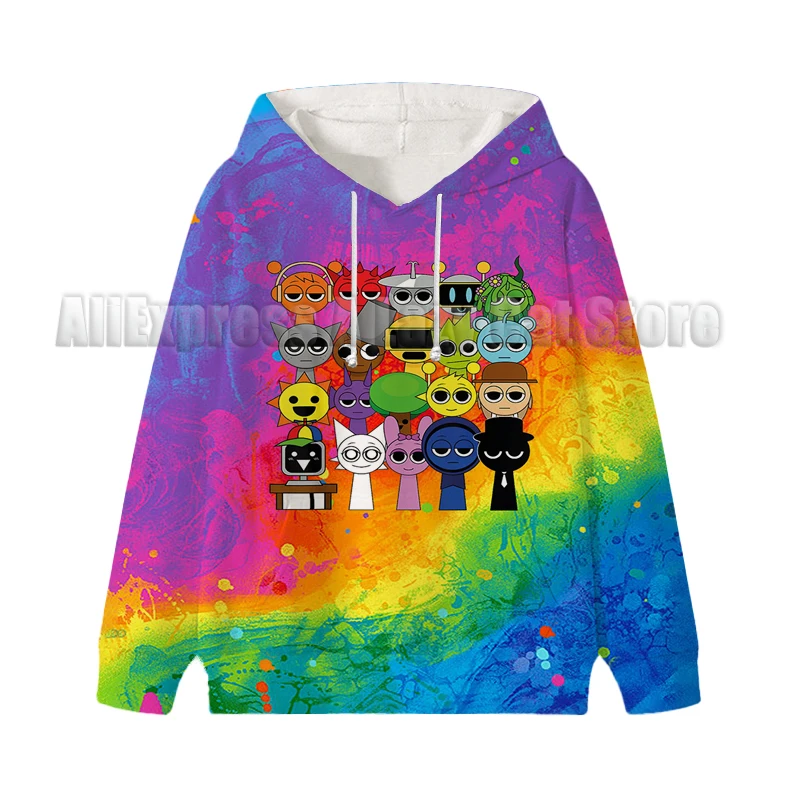 Толстовка с капюшоном Sprunki Incredibox, детская одежда с героями мультфильмов, игровая одежда для девочек и мальчиков, толстовка с капюшоном в стиле манга, детский повседневный топ