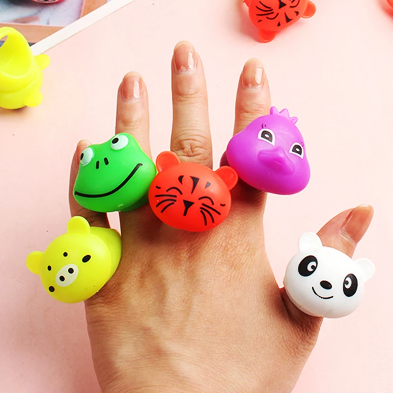 5Pcs/bag Glowing Cartoon Cute Animal Rings Toy Children Fun Toys Props Decoration Kids Brithday Christmas Holiday Party Gifts