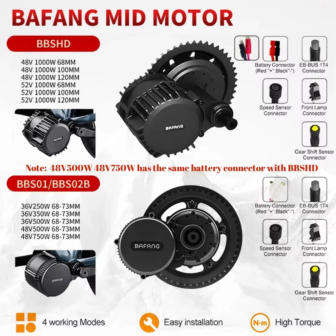 BAFANG Motor de accionamiento medio 1000W 750W 250W Kit de conversión de bicicleta eléctrica BBSHD BBS02B BBS01B Motor Central de bicicleta eléctrica