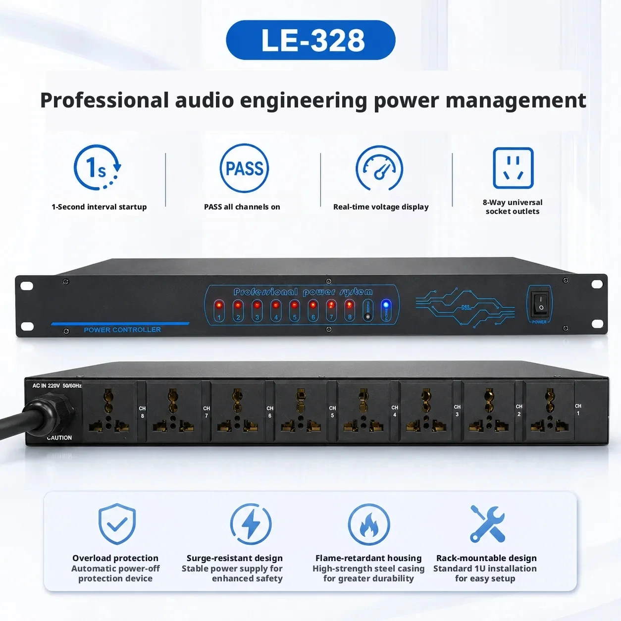 Professional 8-Channel Power Sequencer for Speaker & Stage Audio