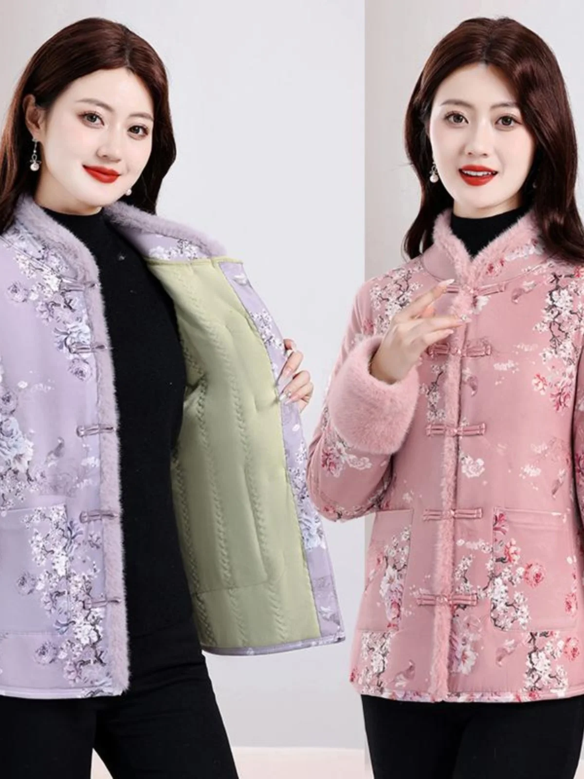 

Новая утепленная хлопковая куртка с цветочным принтом в традиционном китайском стиле для женщин среднего и старшего возраста, осенне-зимняя коллекция.