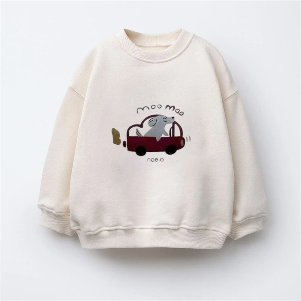 Boys And Girls Long Sleeve Pullovers Fashion Casual Clothes Crewneck Hoodies Unisex Tops Cartoon Print Small Child Autumn Wear