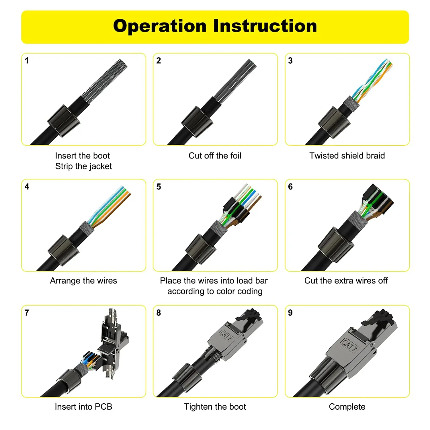 ZoeRax RJ45-Steckverbinder Werkzeuglos Cat6a Cat7 Cat8, Abgeschirmte RJ45-Modularstecker 10 Gbps 600MHz PoE++, Wiederverwendbare Einfache RJ45-Stecker – Detail 6