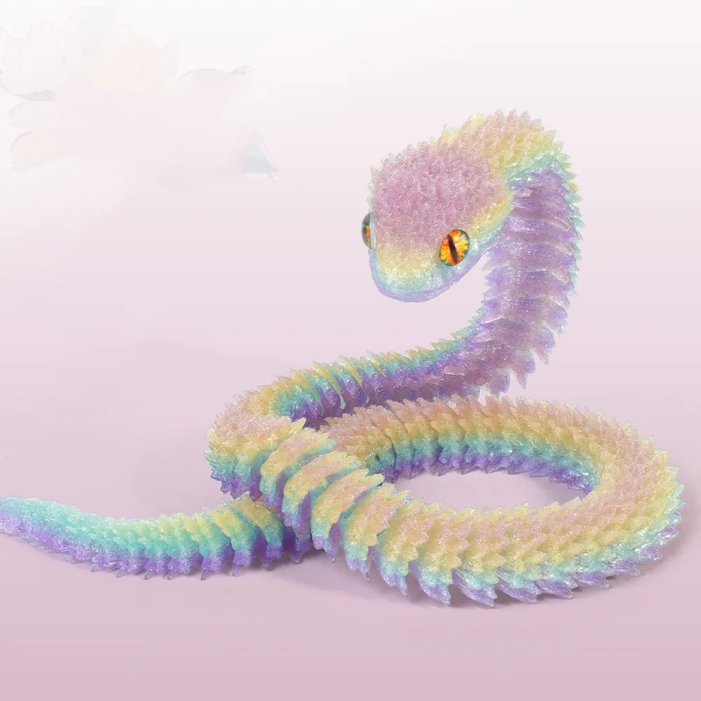 

Realistic 3D Printed Snake Toy Multicolor Rotatable Simulated Snake Ornament 30/45/60cm Simulation Simulation Snake Model