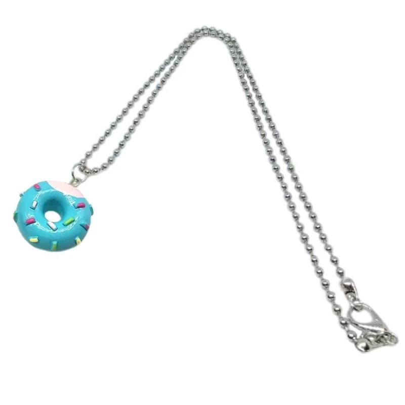 Acryl -Mini -Donuts Anhänger Halskette Metallkettenkettenkragen Halsketten Schmuck