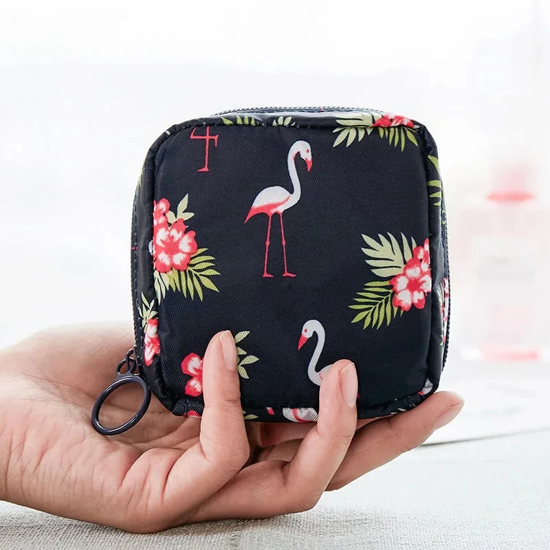 Velvet Embroidery Cosmetic Bag Sanitary Pad Pouches Portable Durable Makeup Lipstick Data Cables Organizer Toiletry Beauty Case