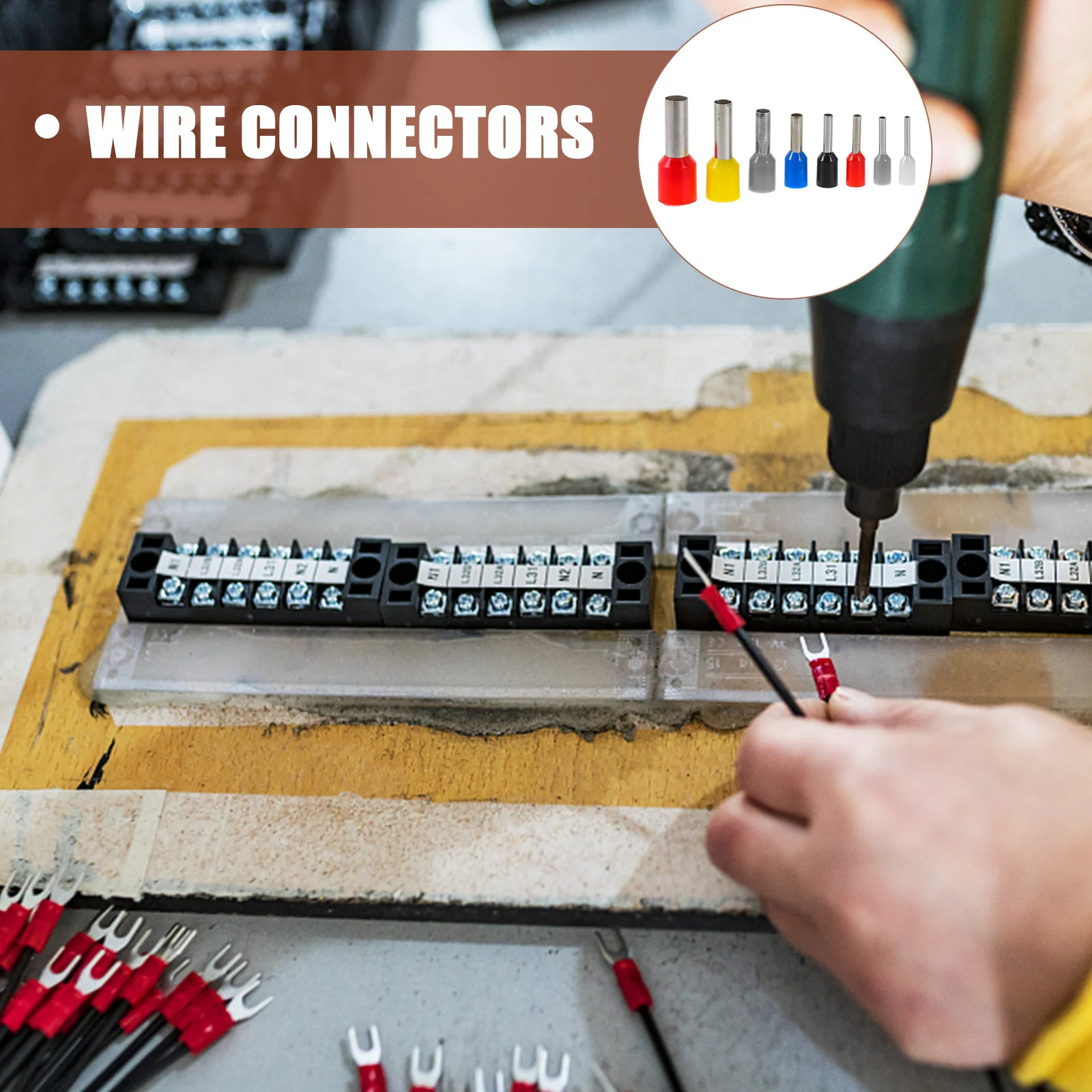 

1200Pcs Pre-Insulated Wire Terminal Connectors Copper Cable Terminals Crimp Connectors Kit for Electrical Wiring Applications