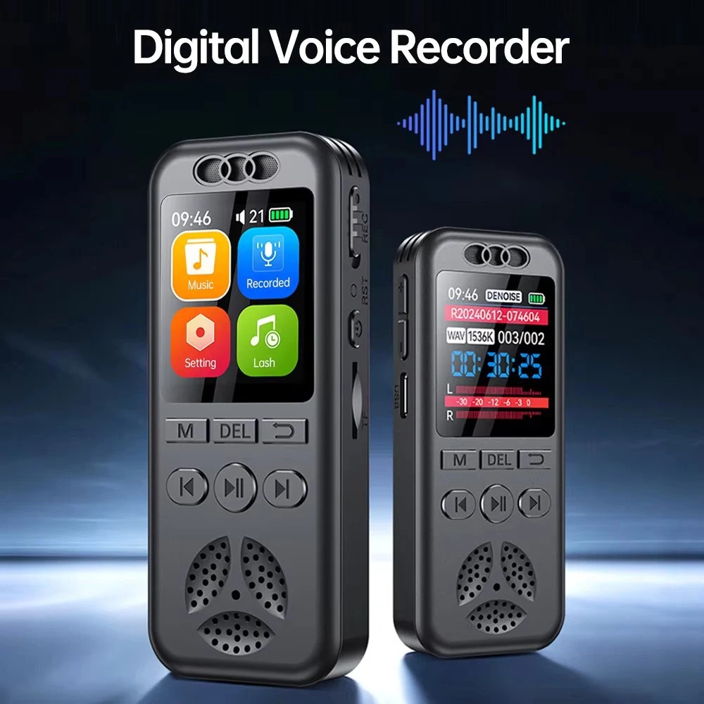 8-128GB デジタルボイスレコーダー 1536KBPS プロフェッショナルサウンドディクタフォン音声起動オーディオ録音 MP3 ビジネス録音