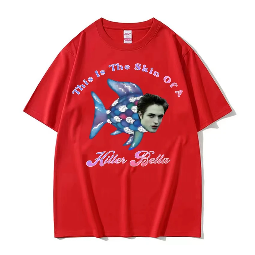 الشفق قوس قزح الأسماك مضحك تي شيرت الرجال النساء عادية المتضخم القطن تي شيرت هذا هو الجلد ل القاتل بيلا ميمي تي شيرت #3