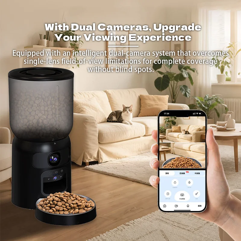 Smart Automatic Pet Feeder Camera HD Based Smart Pet Food Dispenser With AI Interactive Pet Feeder