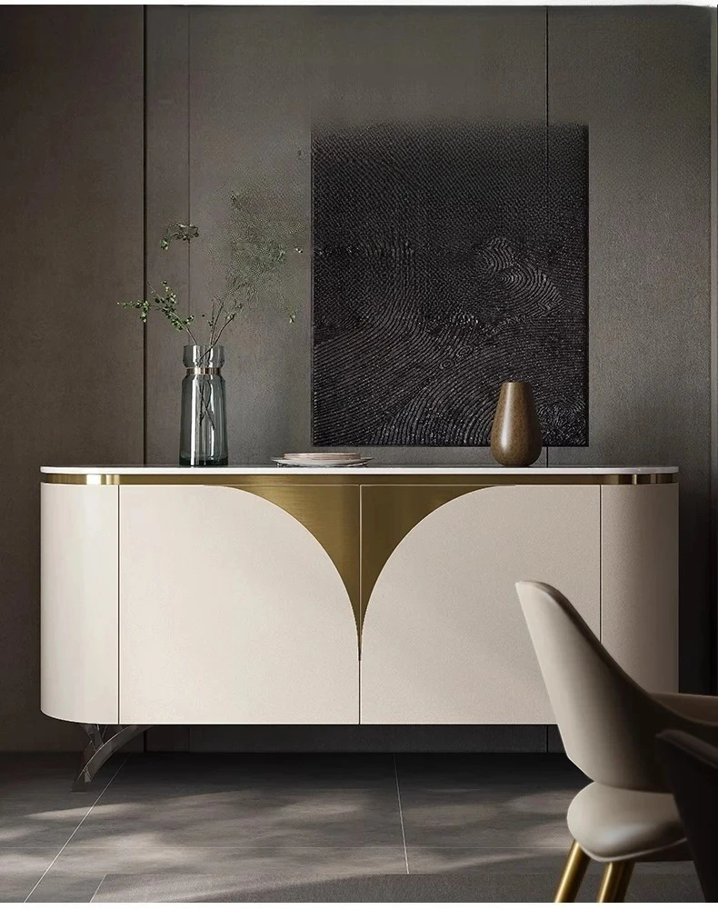 

Акриловый обеденный боковой шкаф, интегрированный у стены, современный шкафчик из массива дерева, легкий роскошный высококачественный шкаф из каменной плиты