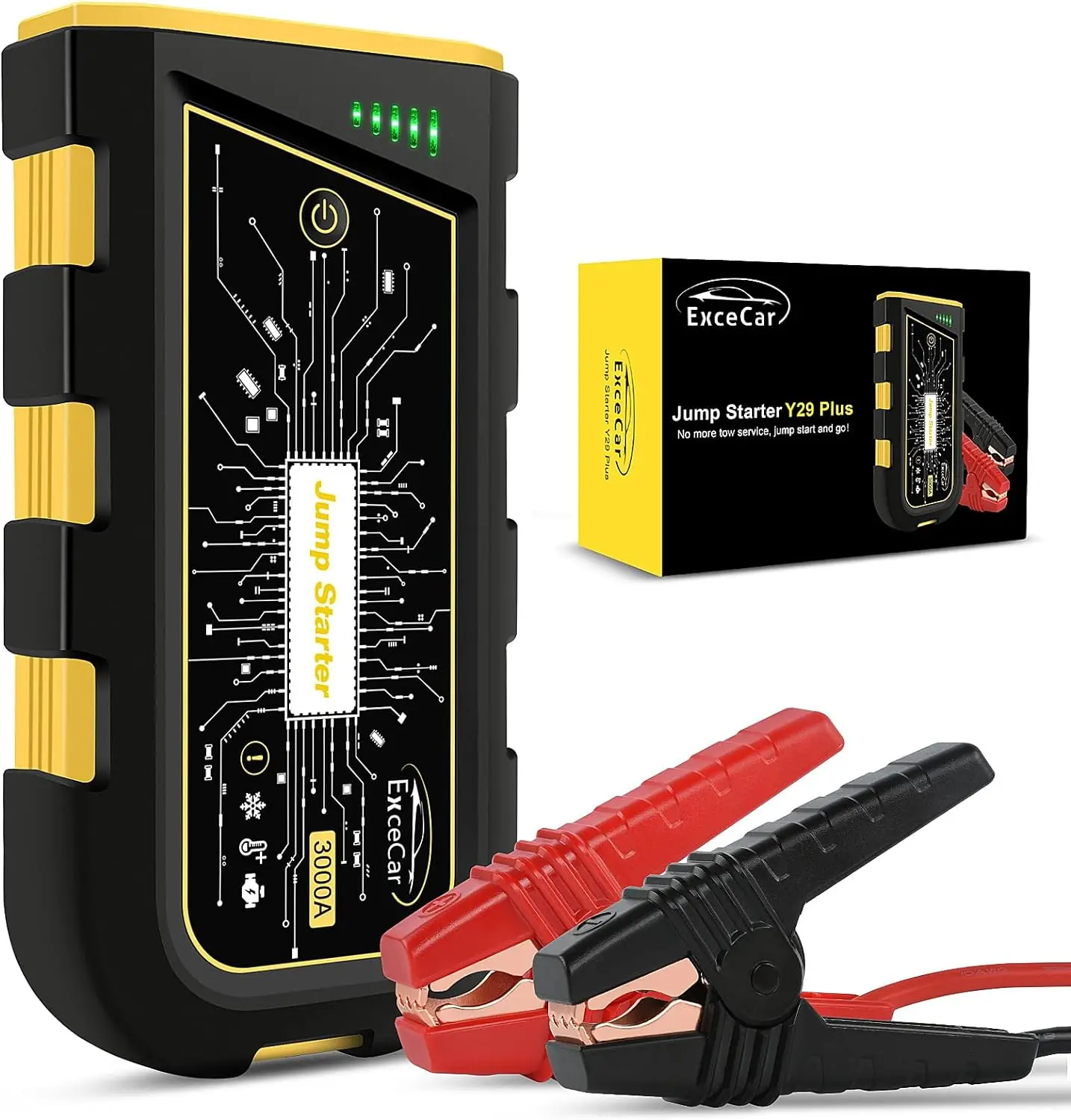 Y29 Plus Car Jump Starter 3000A 12V Charger Jump Starter Power Bank Charger Jumper Cables Up to 8.0L Gas 6.5L Diesels Engines