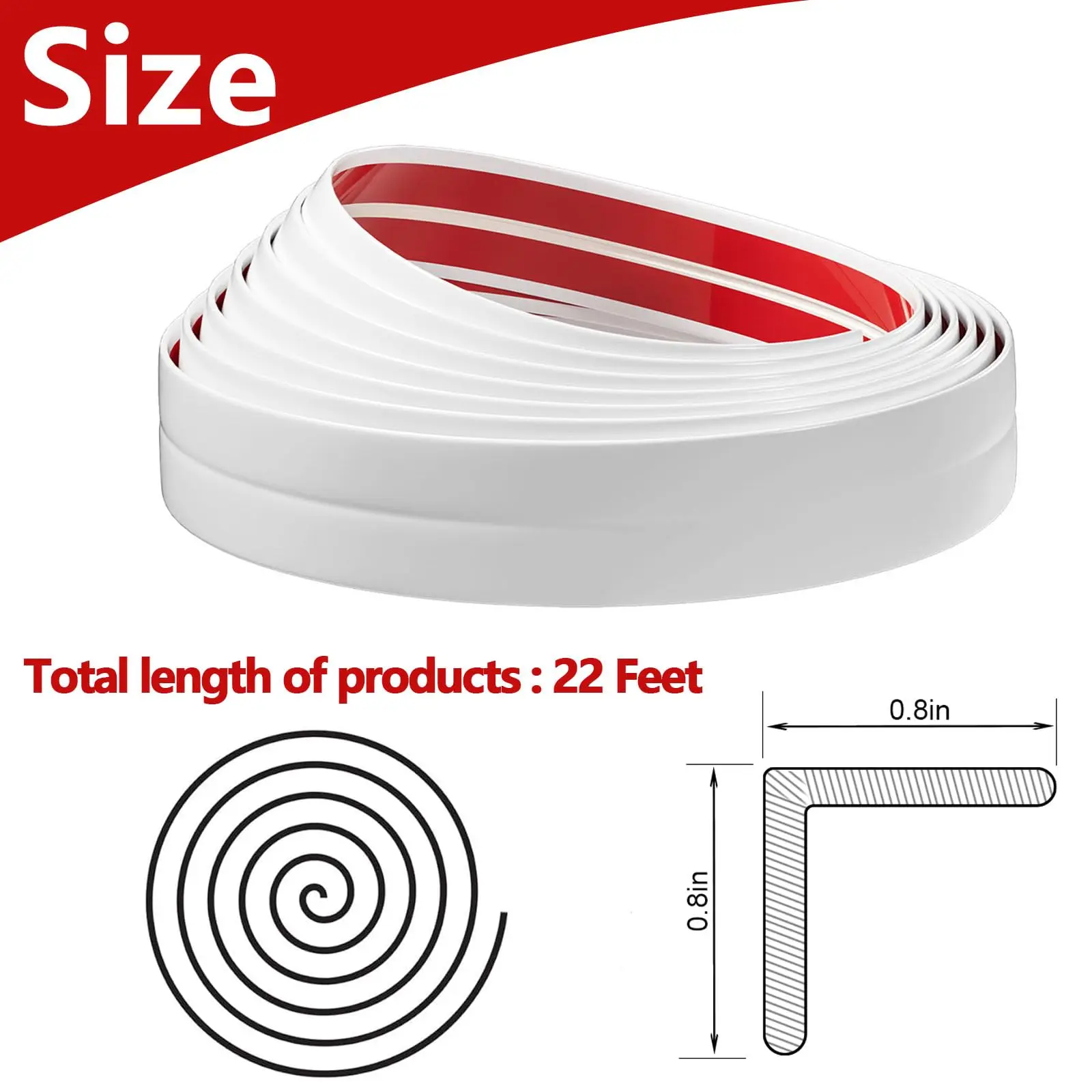 22 Feet Flexible Inside & Outside Corner Trim Molding Peel and Stick Molding 90° External Corner Guards Trim for Tile and Wall