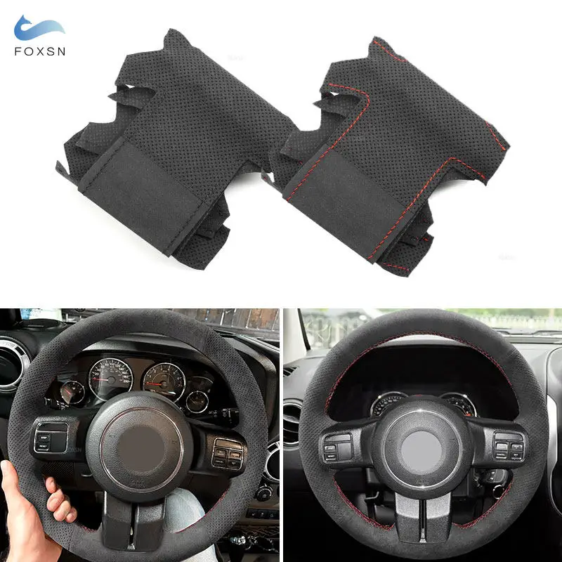 Car Steering Wheel Cover Suede Leather Trim For Jeep Wrangler Patriot SUV 2011-2017 JK Compass 2011-2016 Grand Cherokee Liberty