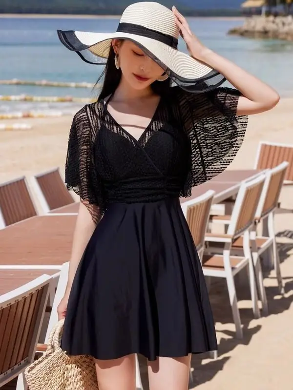 2025 Bikini Set Fashion Split Lace Dress Plus Size Sexy Swimsuit Women's Beach Skirt Swimsuit Holiday Women's Plus Size Swimsuit