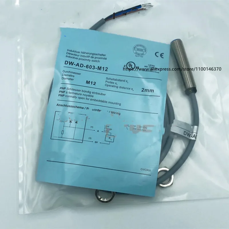 3Pcs New proximity waterproof buried inductive M12 DC three-wire PNP normally open sensor DW-AD-603-M12 DW-AD-602-M12