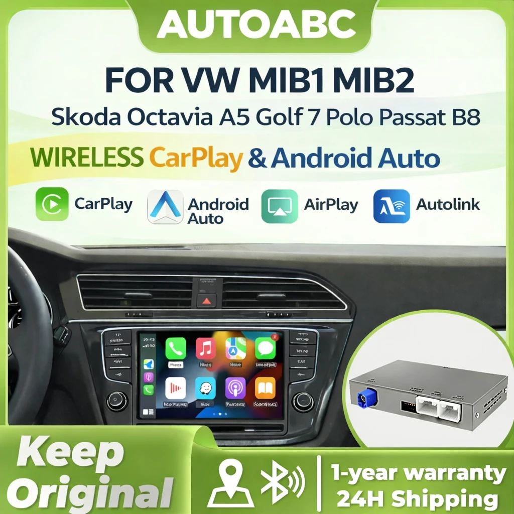 Kabelloses Carplay Android Auto für VW Golf 7 Skoda Octavia A5 Polo Passat B8 Seat Leon Mk3 BT Interface Upgrade Decoder Box Mirro
