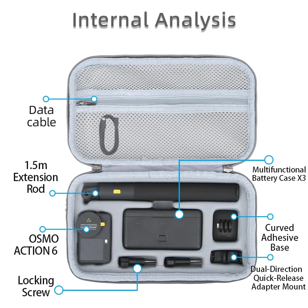 

Travel Carrying Case for DJI Osmo Action 6 Creator Bundle,Large Capacity Storage Bag Organizer Protective Box for Action6 Camera