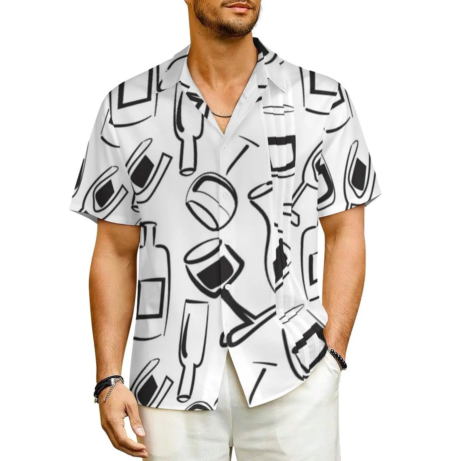 

Wine Lovers Beach Shirt Male Liquor Cabernet Print Elegant Casual Shirts Summer Short Sleeve Harajuku Graphic Plus Size Blouses