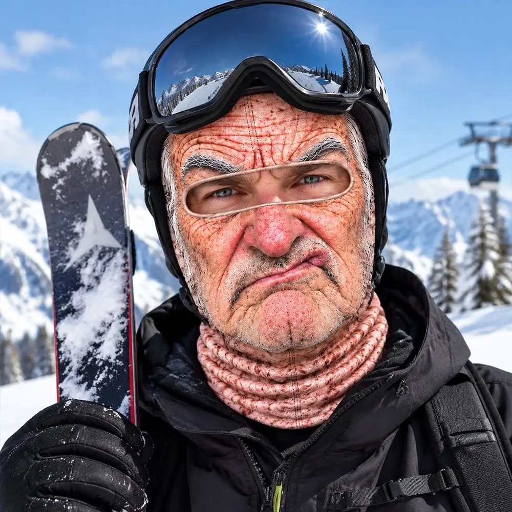 Old Man Pattern Funny Ski Mask Breathable Keep Warm Old Man Balaclava Face Mask Elastic 3D Face Printed Winter Mask Cover