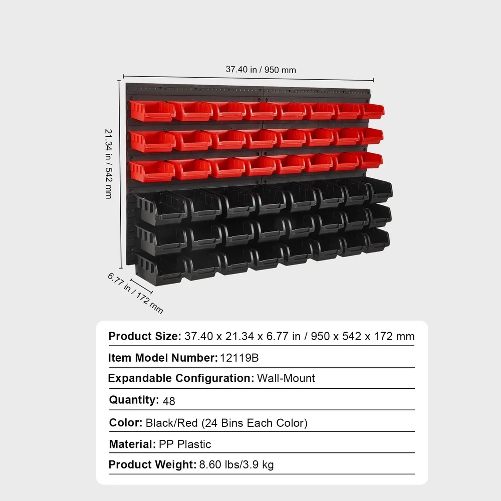 Contenitori portaoggetti a parete Organizzatore a 48 scomparti Strumenti Accessori hardware Soluzione salvaspazio in plastica leggera Garage