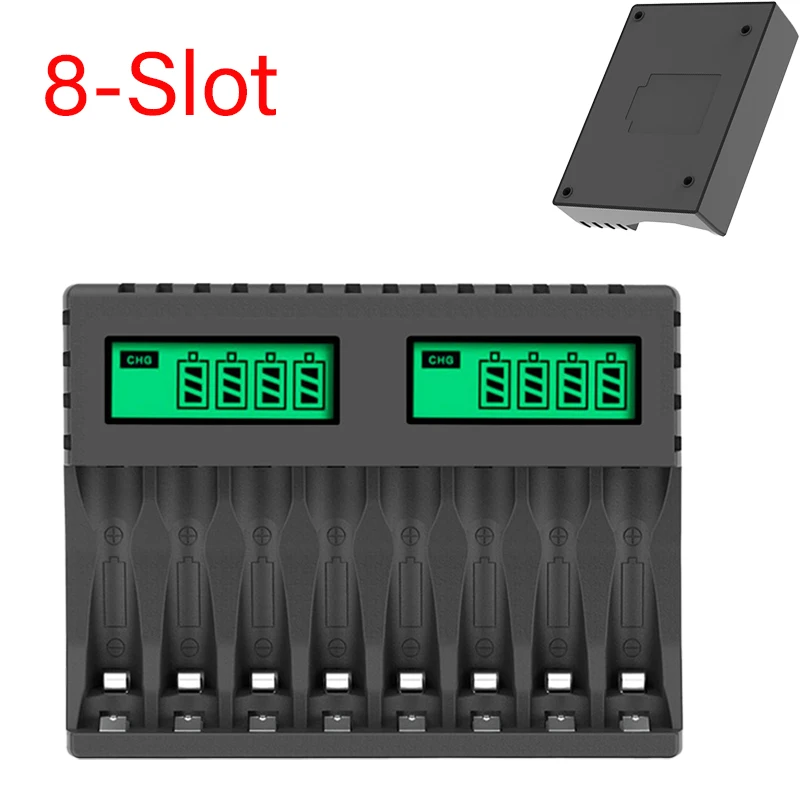 8 Slots NiCd/NiMH Rechargeable Batteries Size 5 and 7 LCD Display Smart Battery Charger Aa Aaa Charger USB Input Battery Charger