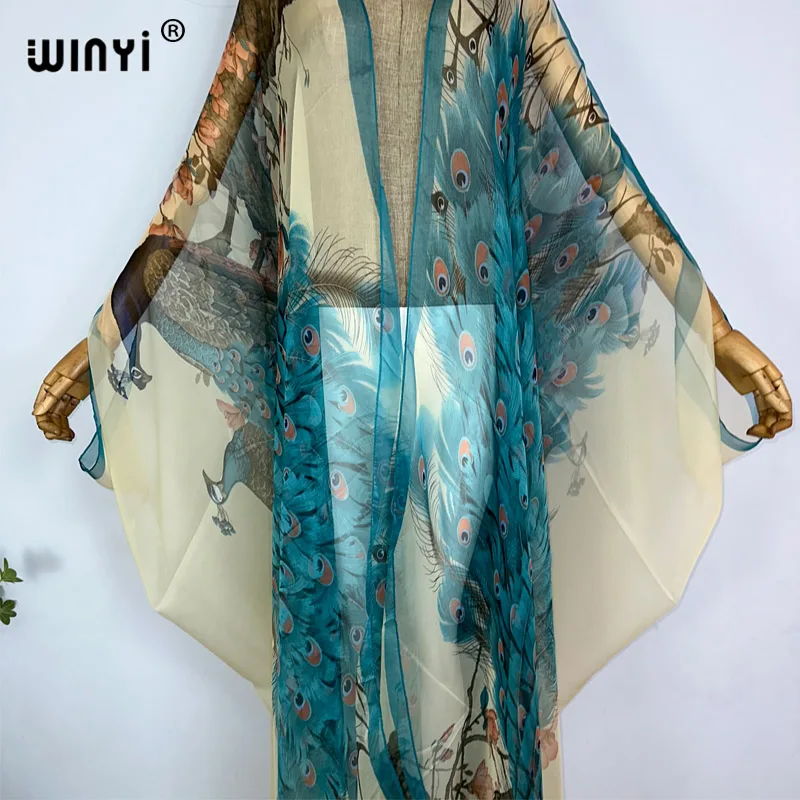 Afrykańska bho sukienka plażowa Kaftan WINYI bikini słodka dama nowa imprezowa kardigan perspektywiczny sekcy Boho KIMONO na wakacje rękaw w