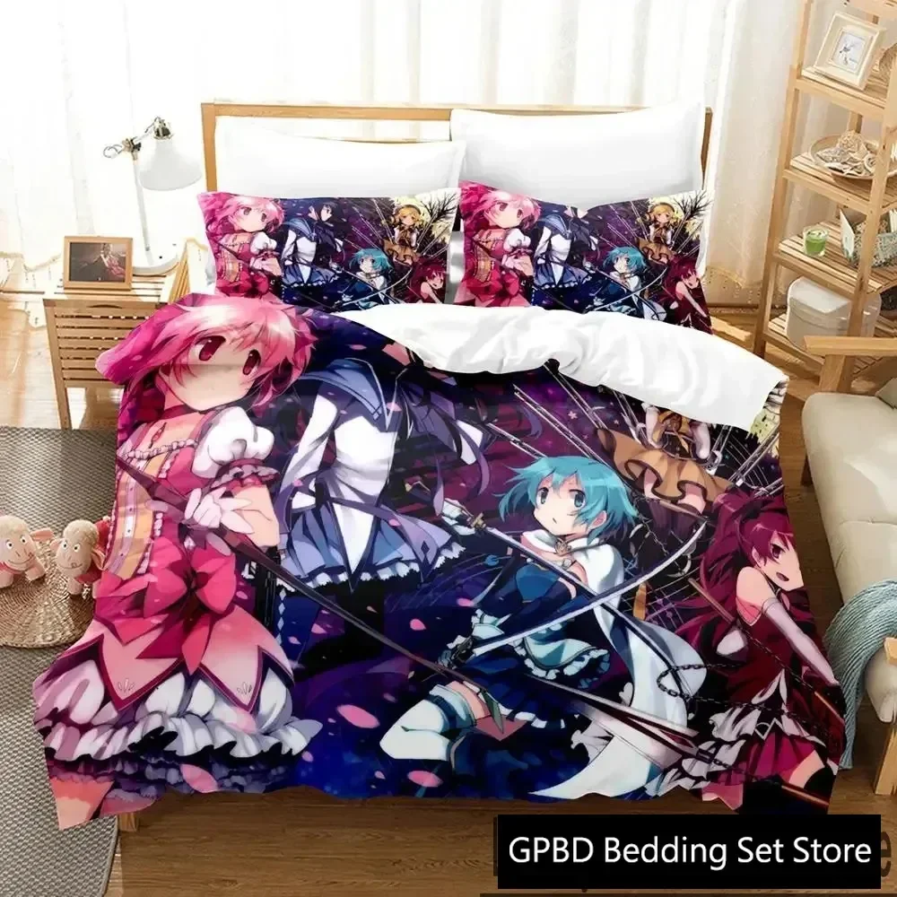 3D Print Anime Puella Magi Madoka Magica Comfortable Duvet Quilt Cover Pillowcase Bedding Set Bedroom Decoration Home Textile