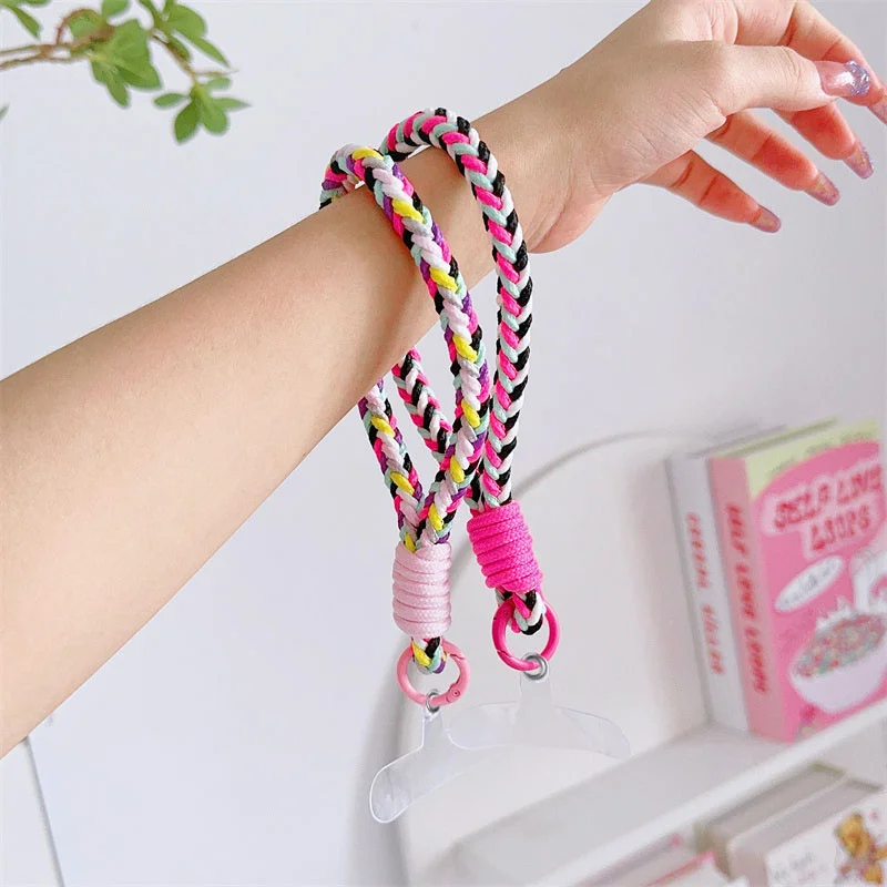 Y2k Nylon Color Casual Hand Bracelet Mobile Phone Anti-lost Lanyard Thickened Halter Chain Outdoor Hanging Phone Short Chain