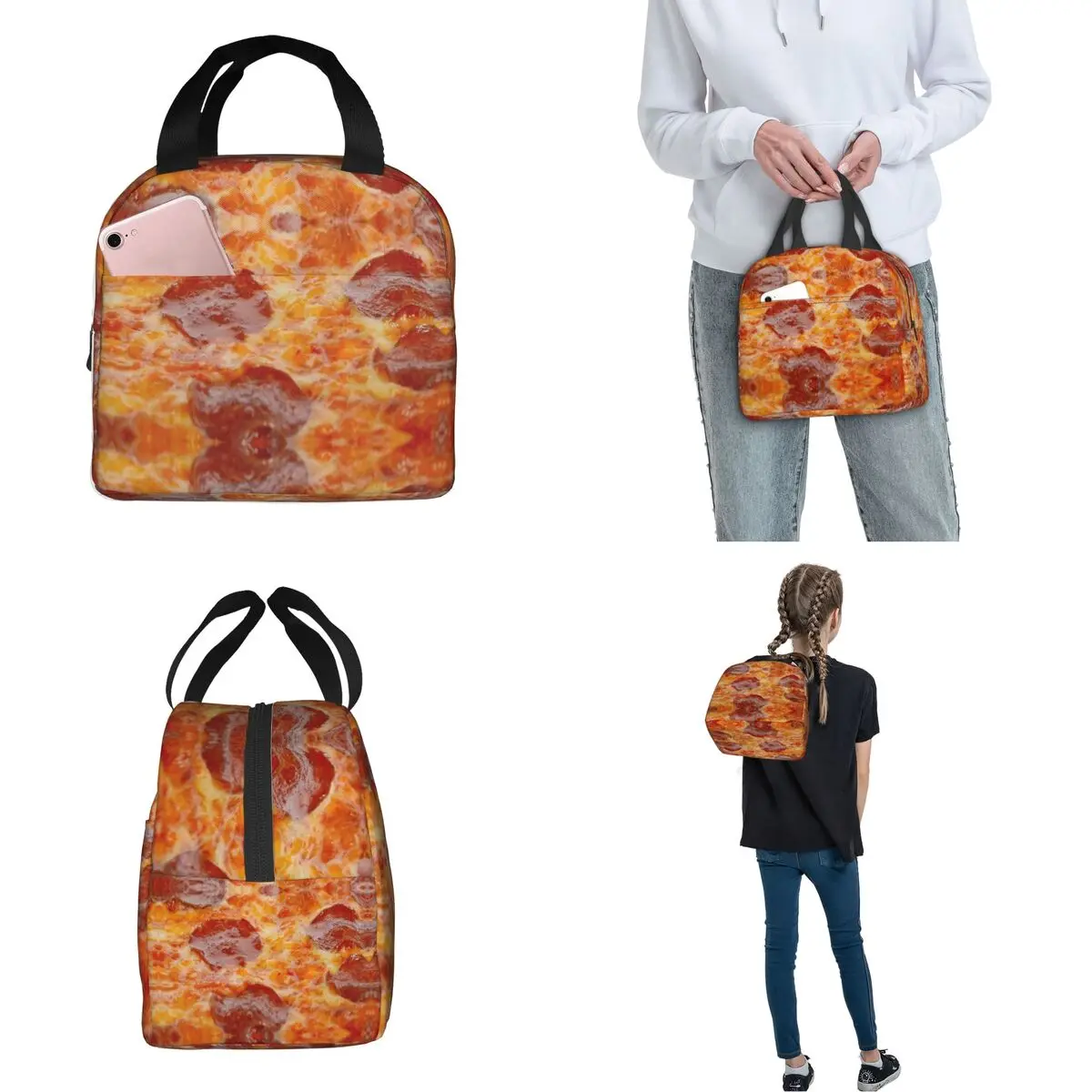 Pizza Insulated Lunch Bag Leakproof Food Lunch Container Thermal Bag Tote Lunch Box College Travel Men Women