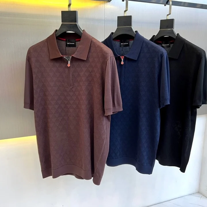 

Kiton Business Повседневная трикотажная рубашка ПОЛО с короткими рукавами и лацканами