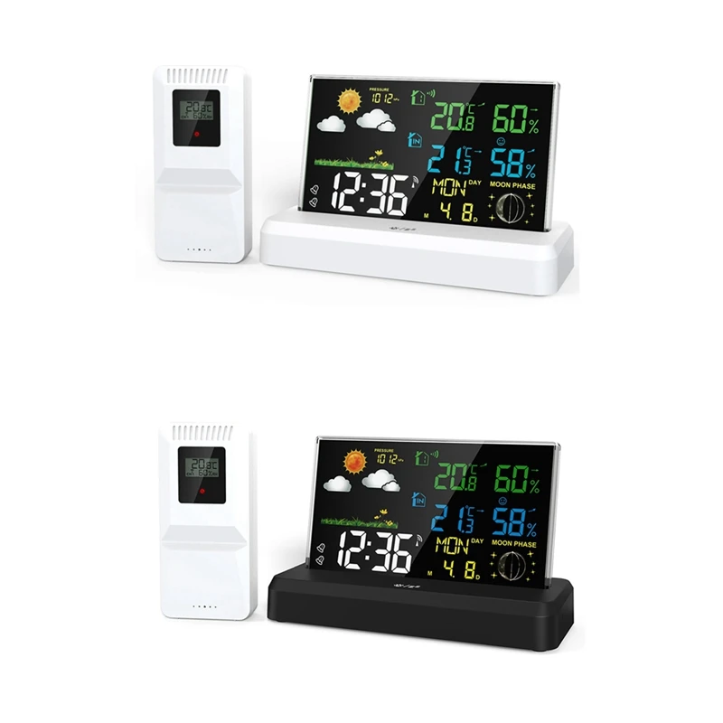 VA Color Screen Digital Weather Station Forecast Weather Station Radio Clock Home Hygrothermograph EU Plug