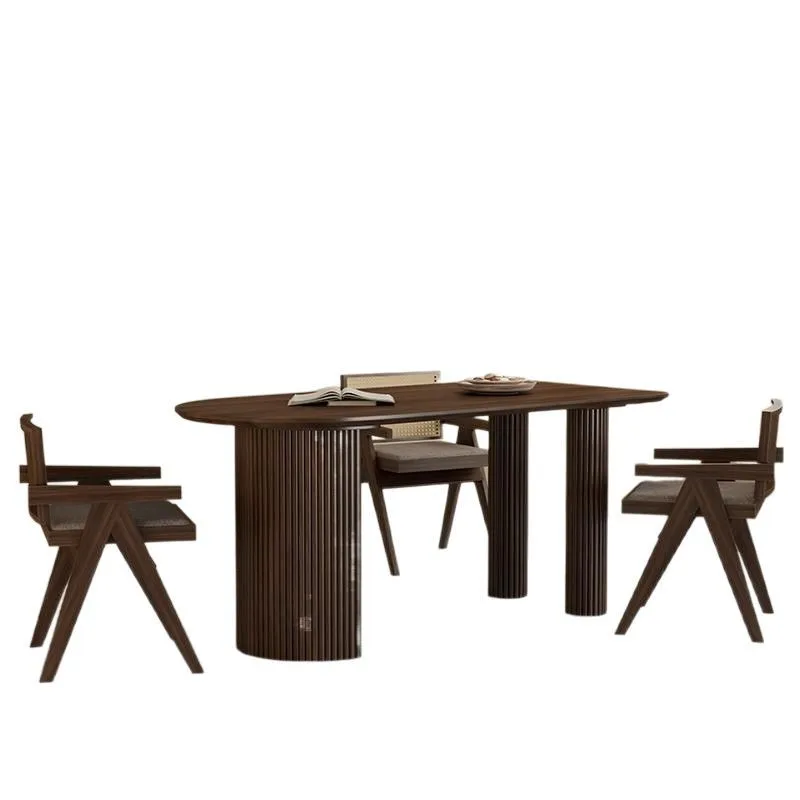 

Nordic simple solid wood dining table rectangular table small household dining room against the wall