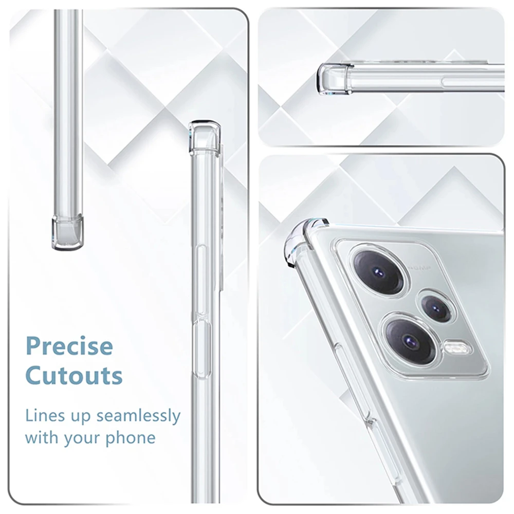 Shockproof Phone Case for Xiaomi Redmi Note 13 Pro 4G 12 Pro Plus 5G Transparent Clear Silicone Bumper Soft TPU Back Cover