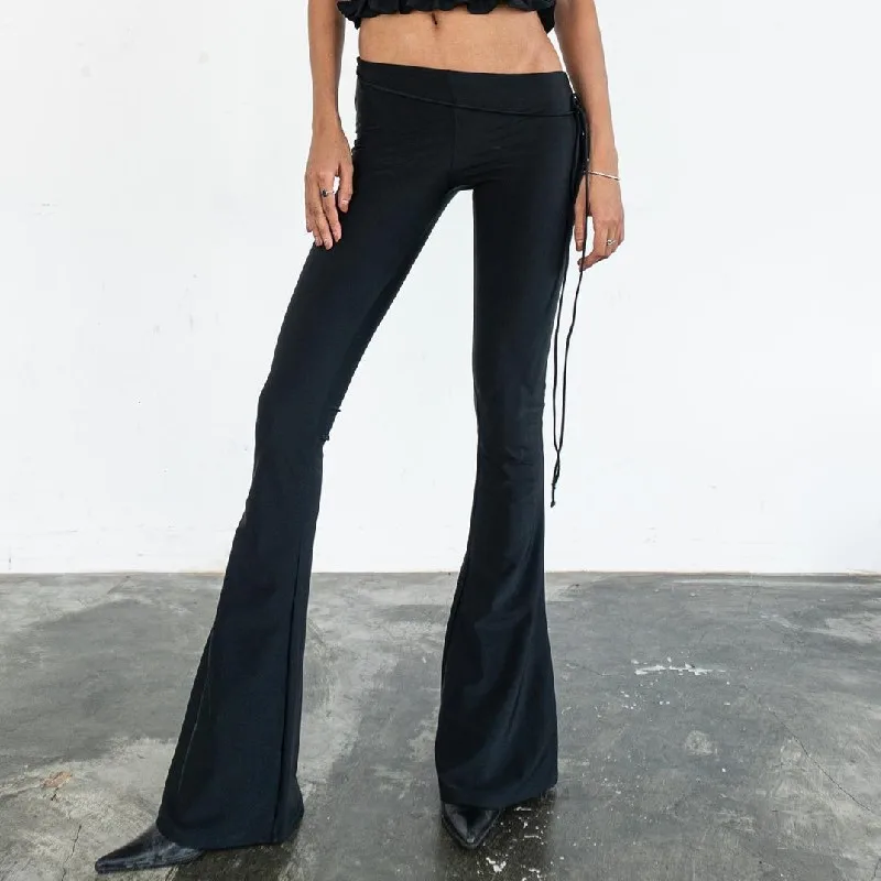 

New Fashion Black Long Pants for Women Comfortable Slim Low Waist Fashion Flare Pants