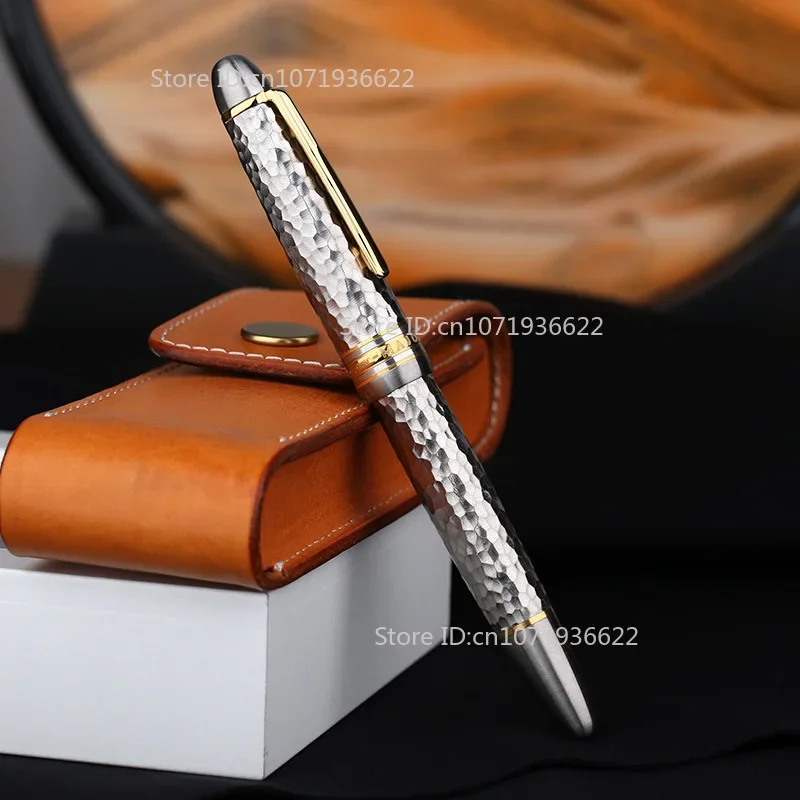 Stylish MAJOHN Ti136 Premium Titanium Alloy Piston Fountain Pen Metal Hammer Pattern Version EF/FM Fountain Pen Writing Gift Pen