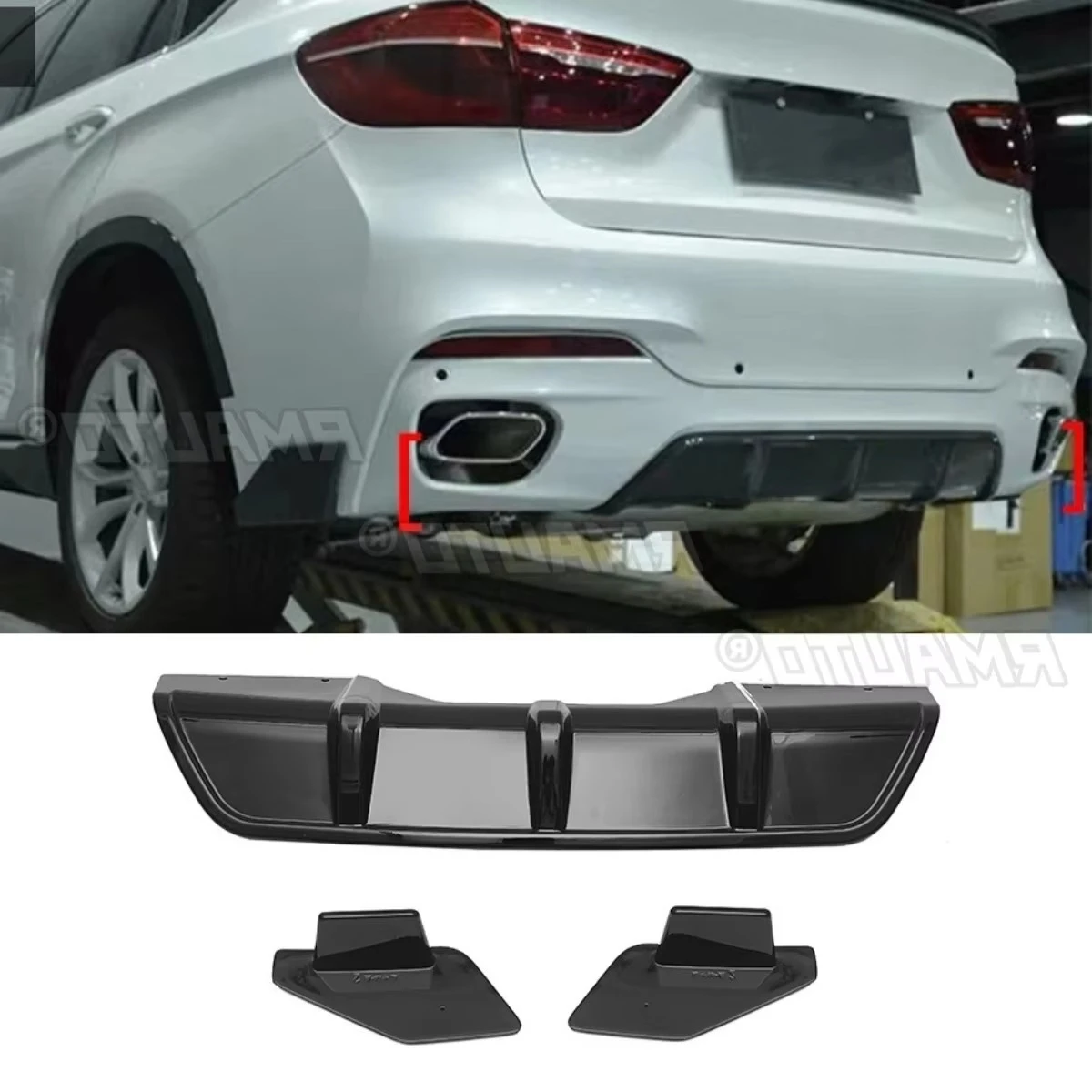 

For BMW X6 F16 2014-2019 Car Rear Bumper Spoiler Lip Diffuser Modification Part Bumper Guard Protector Cover Car Accessories