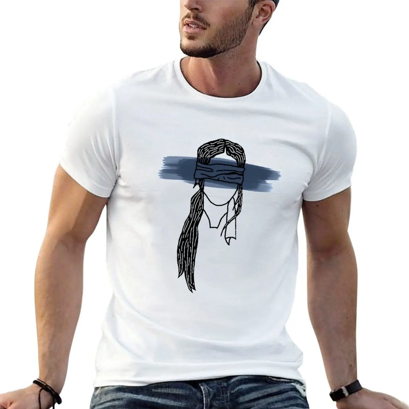 Bird Box - Malorie with blue stripe T-Shirt Clothing plus size clothes t shirts for men graphic