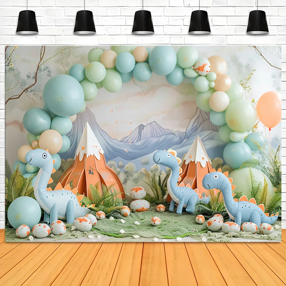 

Dinosaur Theme Birthday Party Decorated Photography Backdrops Props Dream Balloons Arch Newborn Easter Day Background KL-03