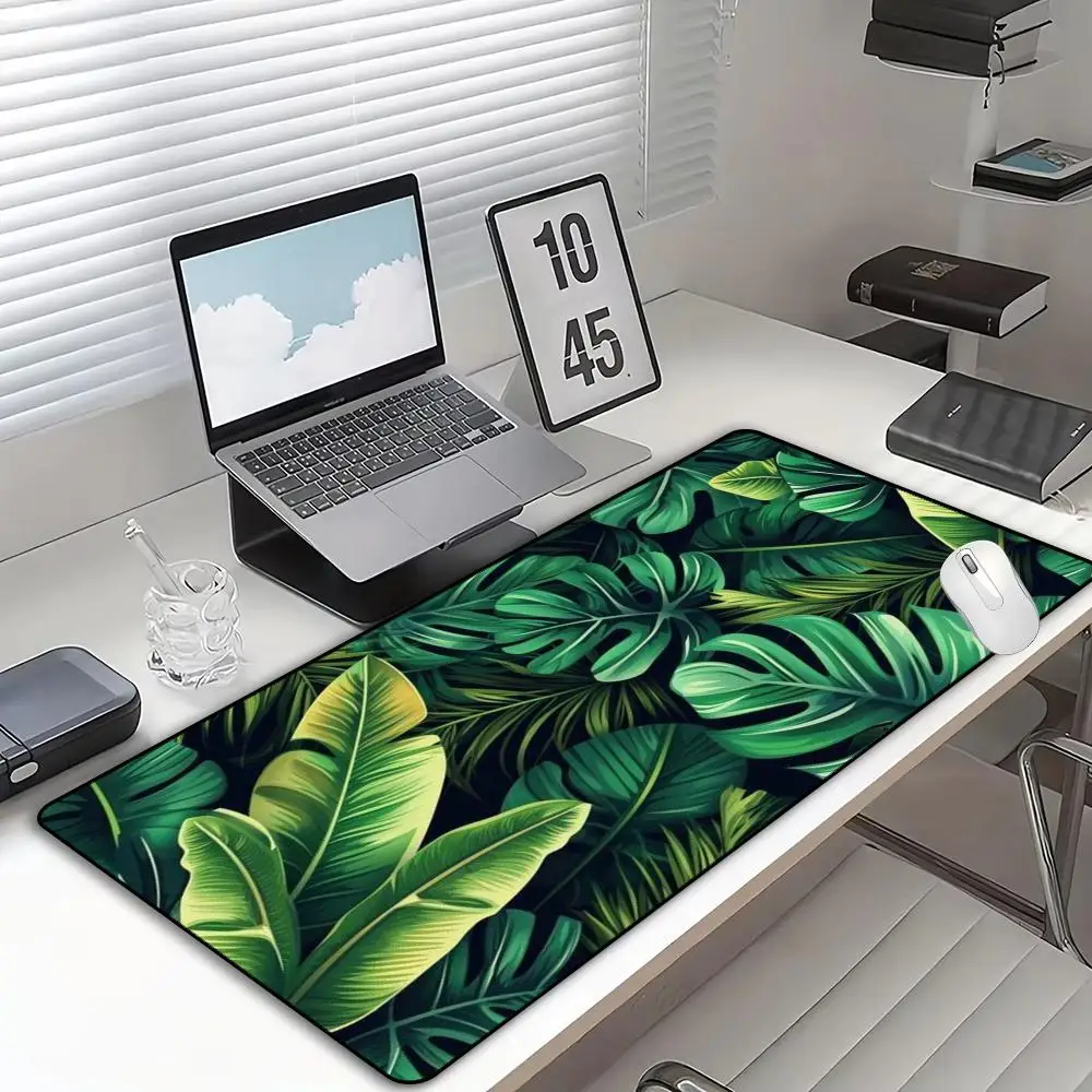 Banana Leaf Tropical Plant Large Gaming Mouse Pad Non Slip Rubber Keyboard Desk Mat Dark Green Foliage Desktop Decor Mousepads