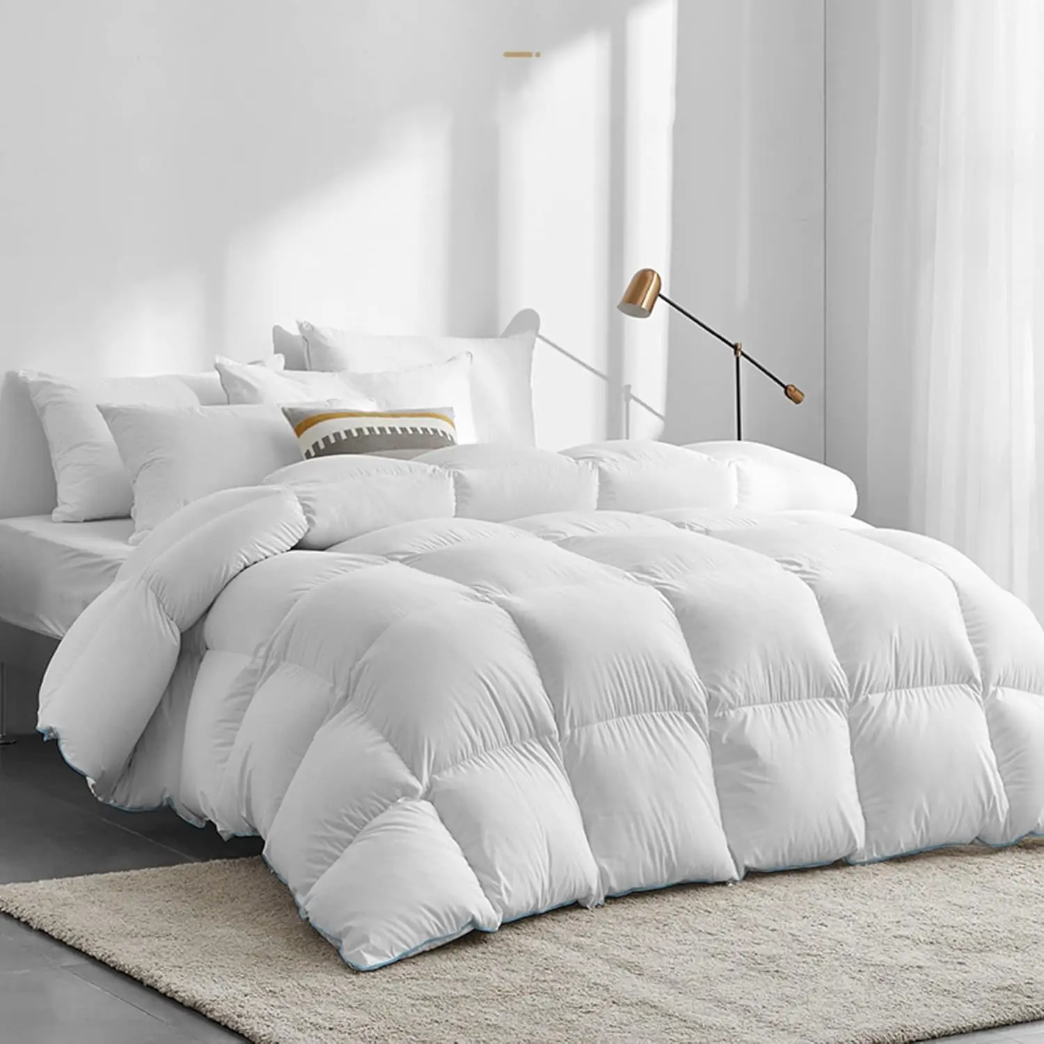 Heavyweight Goose Feather Down Comforter- Twin Size Winter Duvet- Ultra Soft 850 Fill Power Hotel Collection 42oz Thick Duvet