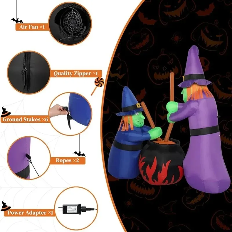 5FT Schlauchboote Spielzeug Halloween Dekorationen Schlepphexen Eingebaute LEDs Outdoor Indoor Party Rasen Hof Garten Halloween Modell Dekor