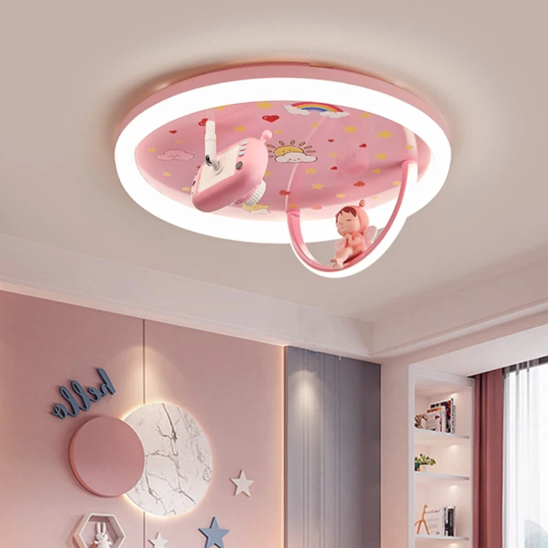 Pink Princess Room Children's Room Ceiling Lights Cute Astronaut Little Girl Lamp Simple Warm Girl Bedroom Decor Ceiling Lamps