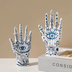 Devil's Eye of Fatima Jewelry Display Holde Ceramic Mannequin Hand Stand Designed for Necklaces, Bracelets, Rings