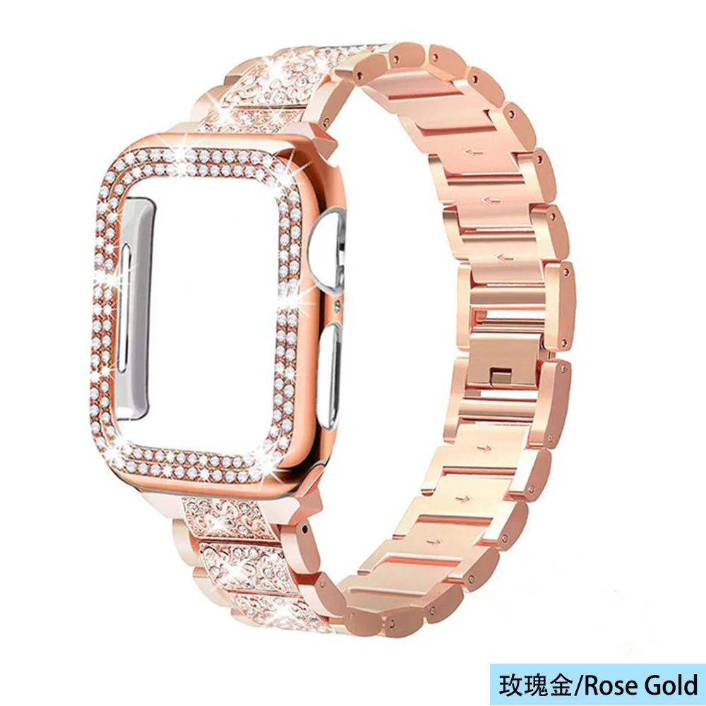 Для Apple Watch iwatch 7/SE/6/5/4 поколения Алмазный твердый Браслет Apple Watch ремешок чехол набор S137