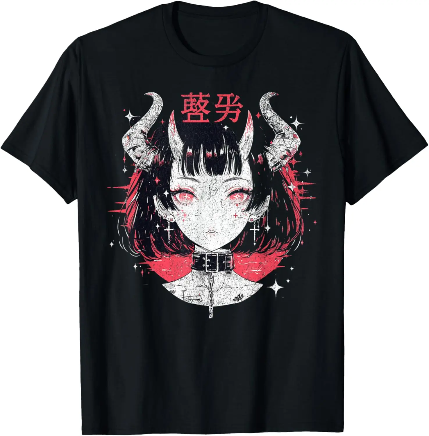 Camiseta estética gótica Grunge Demon Anime Girl Waifu Horror Alt