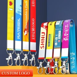 100 pezzi personalizzato ispessito appeso tracolla cordino logo personalizzato ID porta badge chiusura anti-perso corda portachiavi cortile