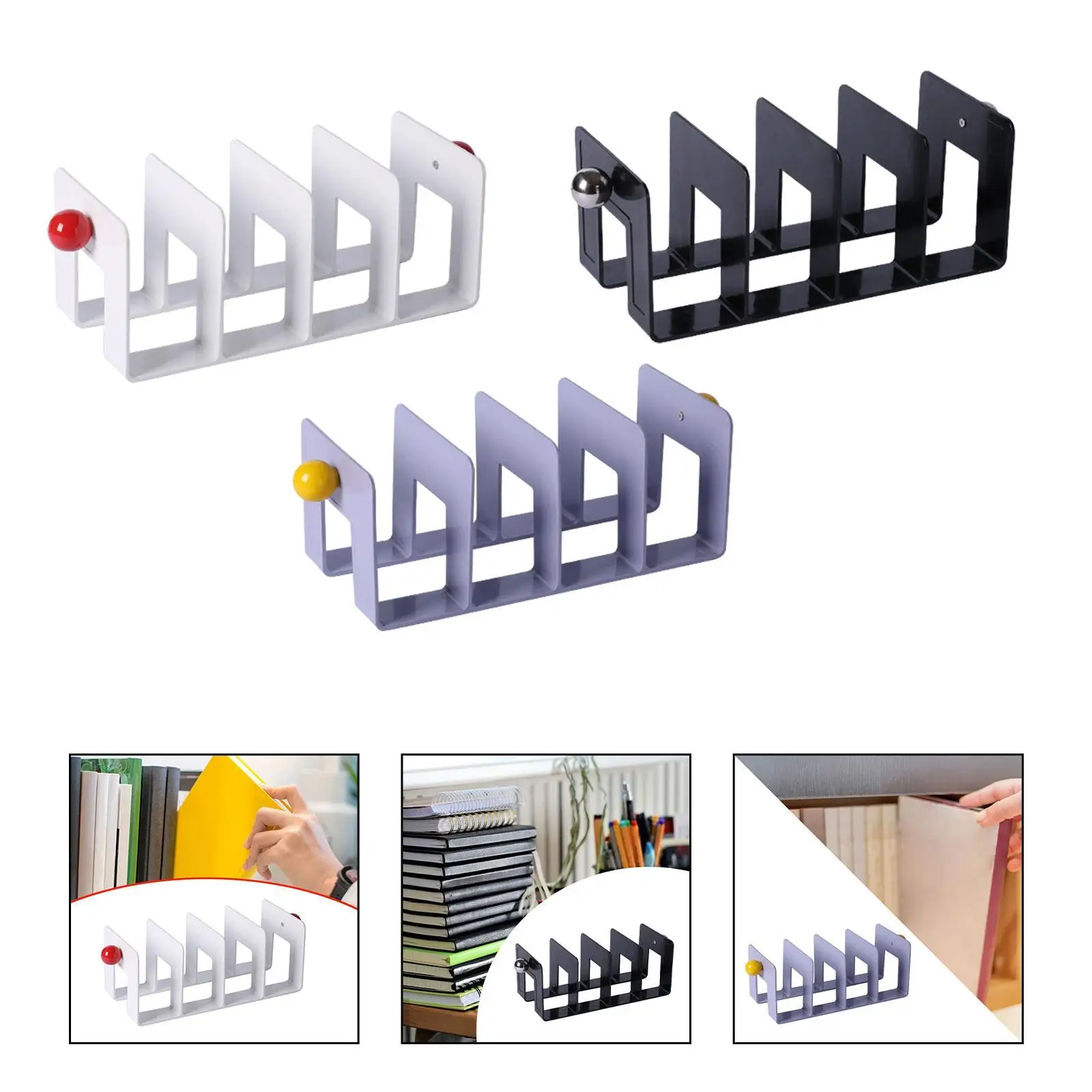 Acrylic Bookend Book Stopper Stationery Desktop Decoration Desk Bookshelf for Heavy Books Vinyl Records Envelopes Recipe Shelves